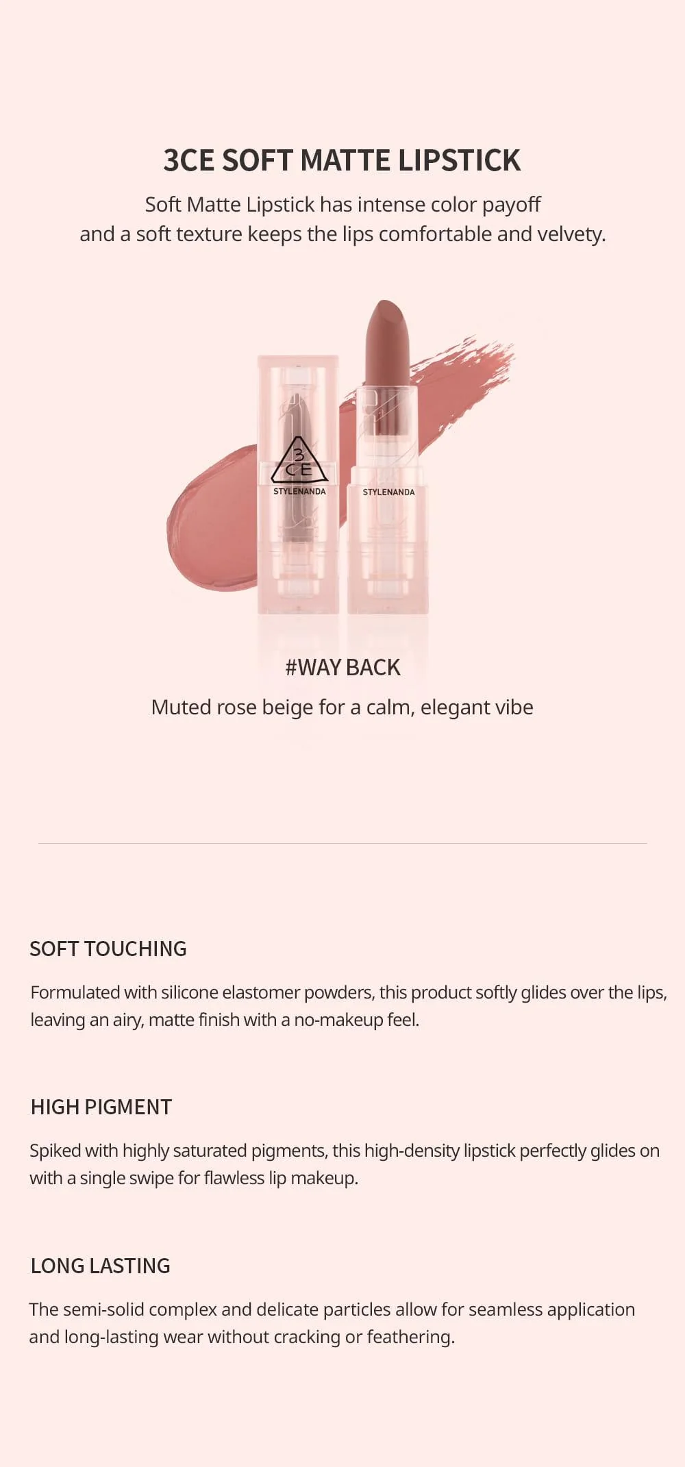 3CE SOFT MATTE LIPSTICK #WAY BACK - Image 18