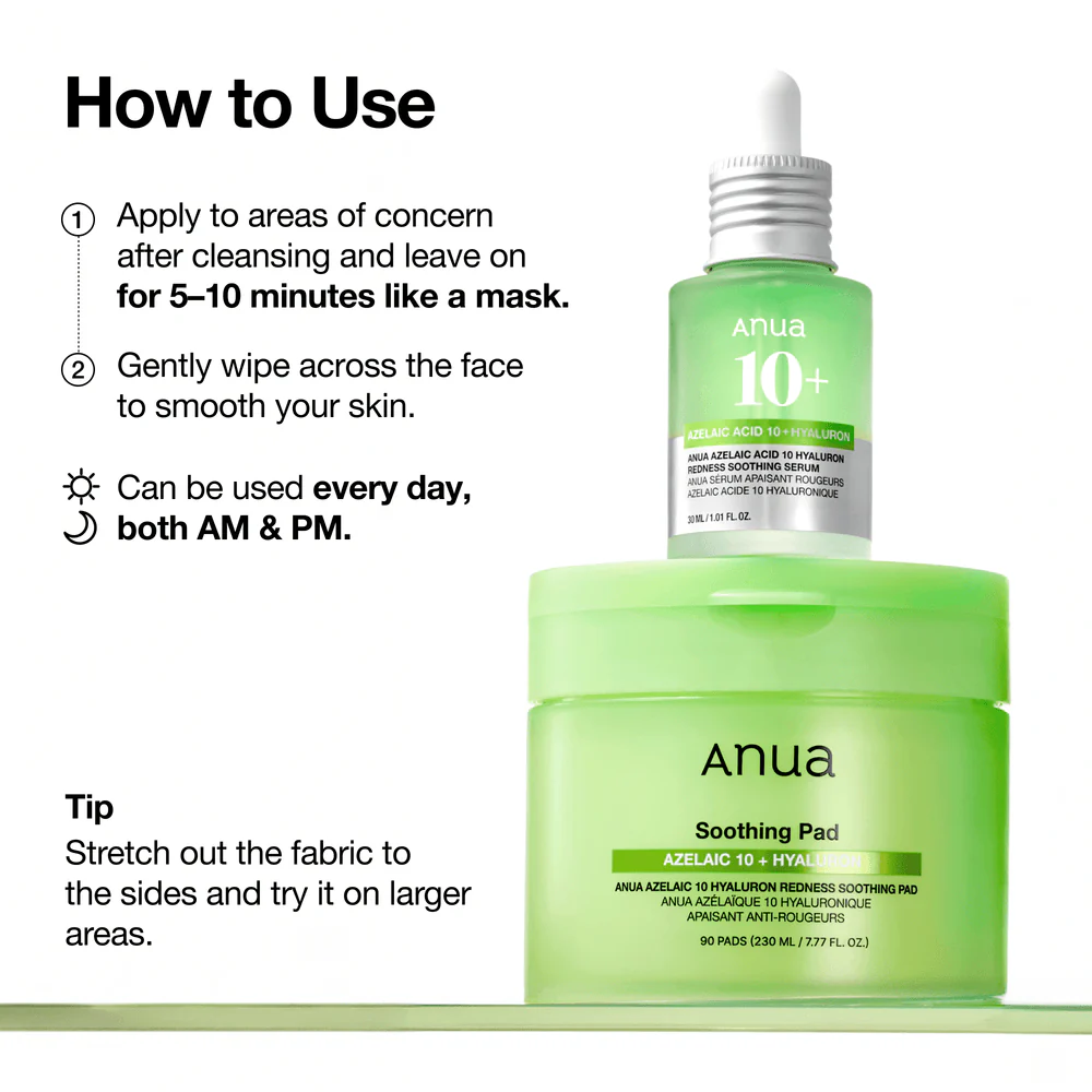 Anua Azelaic 10 Hyaluron Redness Soothing Pad 230ml 90ea - Image 9
