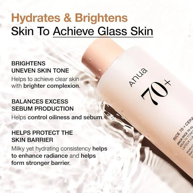 Anua RICE 70 GLOW MILKY TONER 250ml - Image 4