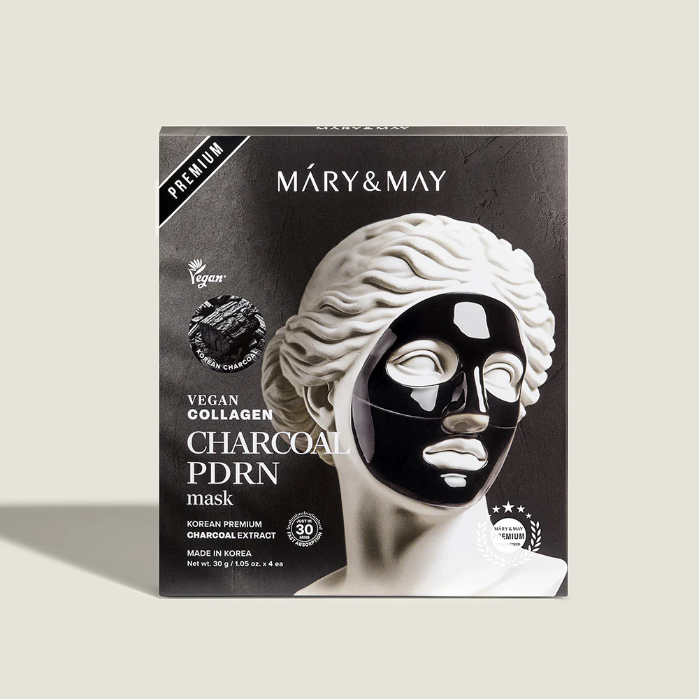 Mary&May Vegan Collagen Charcoal PDRN Mask (30g x4) - Image 5