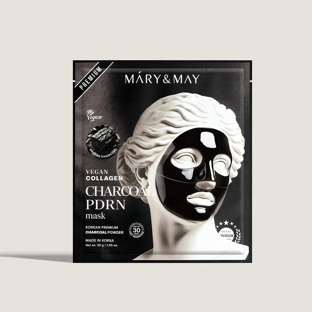Mary&May Vegan Collagen Charcoal PDRN Mask (30g x4) - Image 6