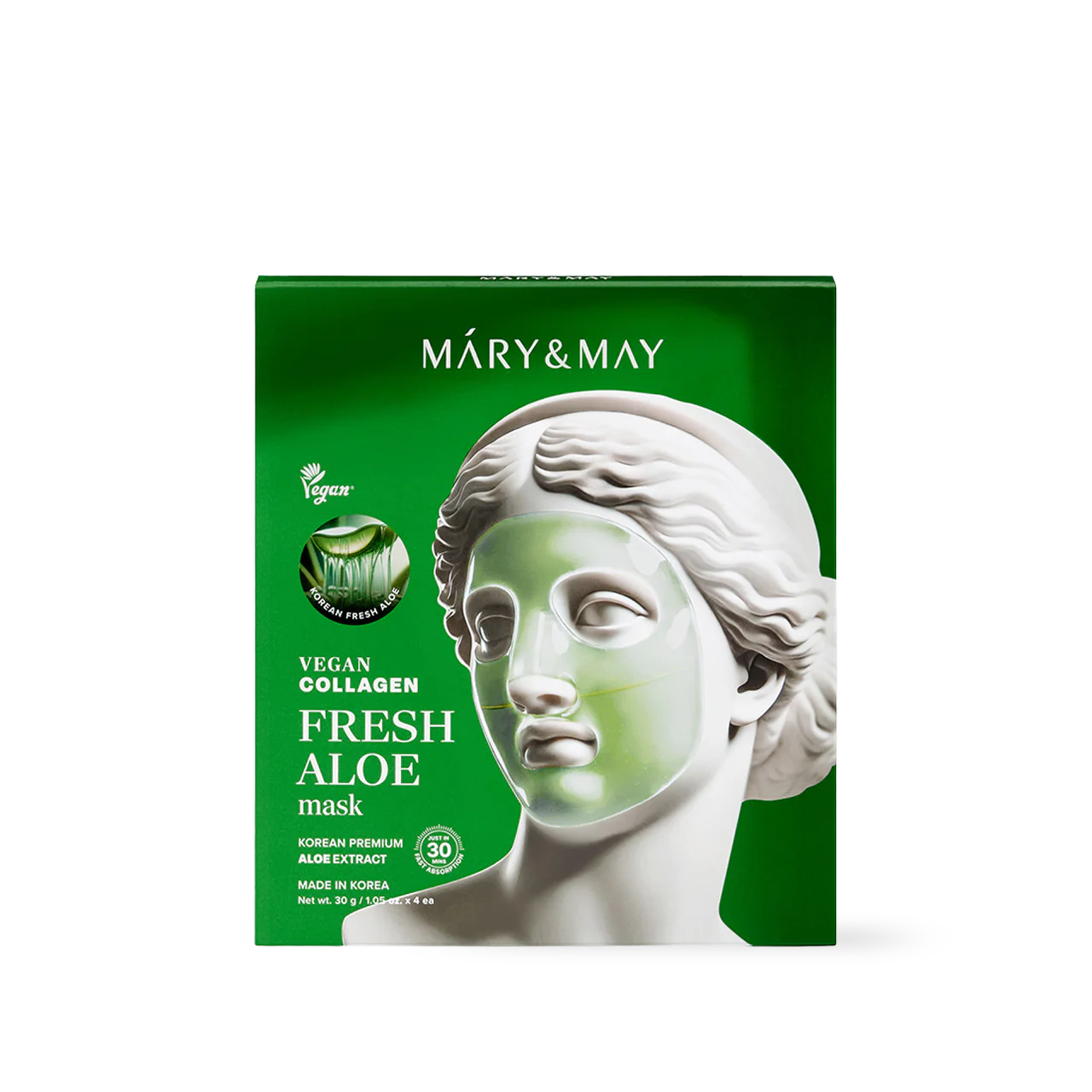 Mary&May Vegan Collagen Fresh Aloe Mask (30g x4) - Image 2