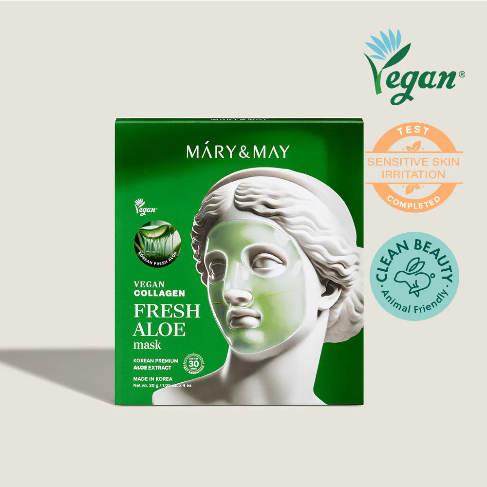 Mary&May Vegan Collagen Fresh Aloe Mask (30g x4) - Image 4