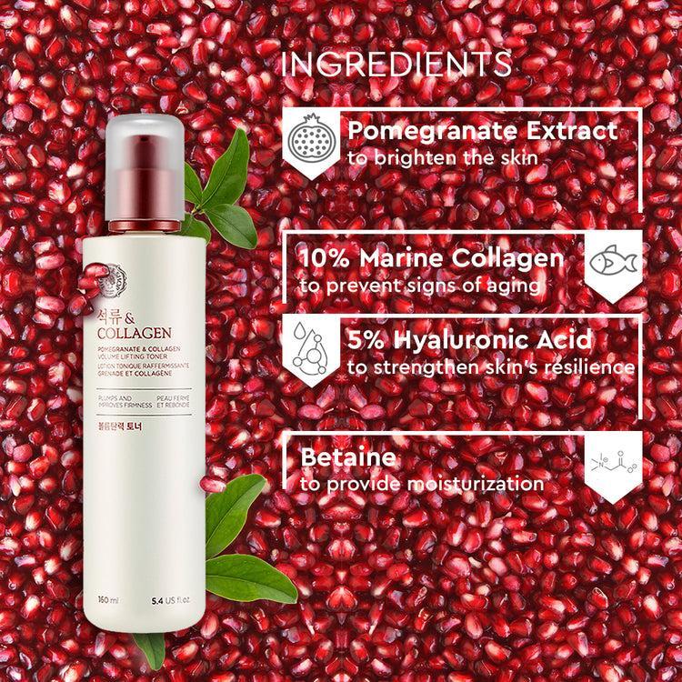 Thefaceshop POMEGRANATE AND COLLAGEN VOLUME LIFTING TONER 160ml - Image 4