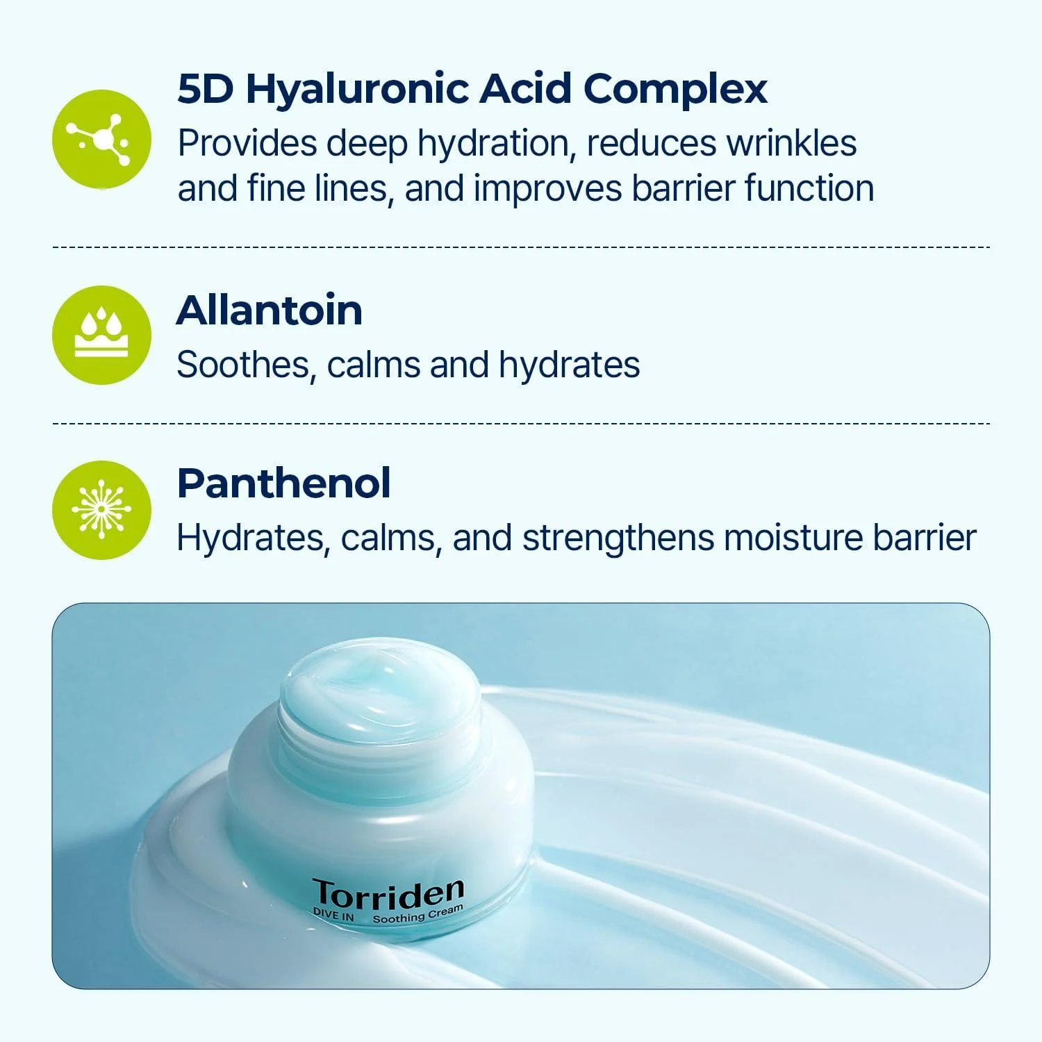 Torriden DIVE IN Low Molecular Hyaluronic Acid Soothing Cream 100ml - Image 8